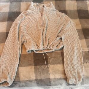 S Waffle material cropped Sweater